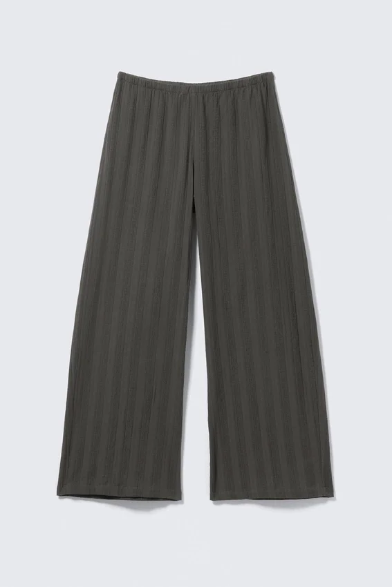 Low Rise Loose Pull-On Cotton Trousers – Dark Grey Low Rise Loose Pull-On Cotton Trousers – Dark Grey