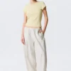 Low Rise Loose Pull-On Trousers – Light Beige Low Rise Loose Pull-On Trousers – Light Beige