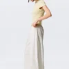 Low Rise Loose Pull-On Trousers – Light Beige Low Rise Loose Pull-On Trousers – Light Beige