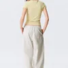 Low Rise Loose Pull-On Trousers – Light Beige Low Rise Loose Pull-On Trousers – Light Beige