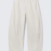 Low Rise Loose Pull-On Trousers – Light Beige Low Rise Loose Pull-On Trousers – Light Beige