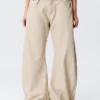Low Rise Loose Studded Balloon Trousers – Beige Low Rise Loose Studded Balloon Trousers – Beige