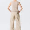 Low Rise Loose Studded Balloon Trousers – Beige Low Rise Loose Studded Balloon Trousers – Beige