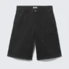 Low Rise Loose Washed Carpenter Shorts – Black Low Rise Loose Washed Carpenter Shorts – Black