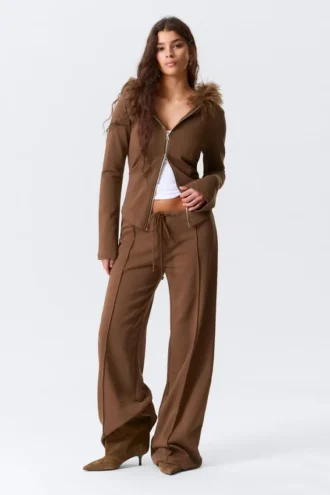 Low Rise Loose Wide Leg Sweatpants – Brown