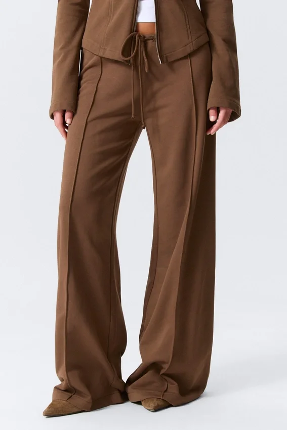 Low Rise Loose Wide Leg Sweatpants – Brown Low Rise Loose Wide Leg Sweatpants – Brown