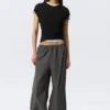 Low Rise Loose Wide Leg Track Trousers – Dark Grey Low Rise Loose Wide Leg Track Trousers – Dark Grey