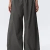 Low Rise Loose Wide Leg Track Trousers – Dark Grey Low Rise Loose Wide Leg Track Trousers – Dark Grey