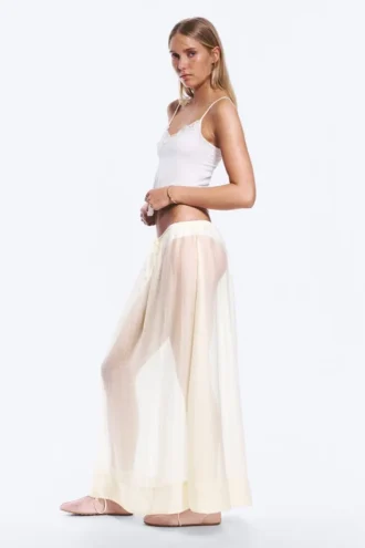 Low Rise Lyocell Maxi Skirt – Transparent Off-White