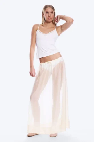 Low Rise Lyocell Maxi Skirt – Transparent Off-White