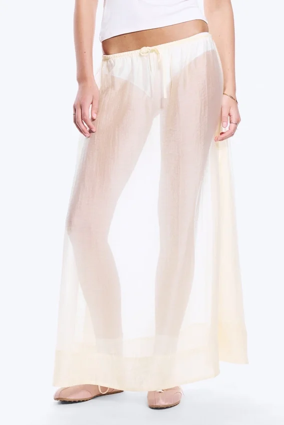 Low Rise Lyocell Maxi Skirt – Transparent Off-White Low Rise Lyocell Maxi Skirt – Transparent Off-White