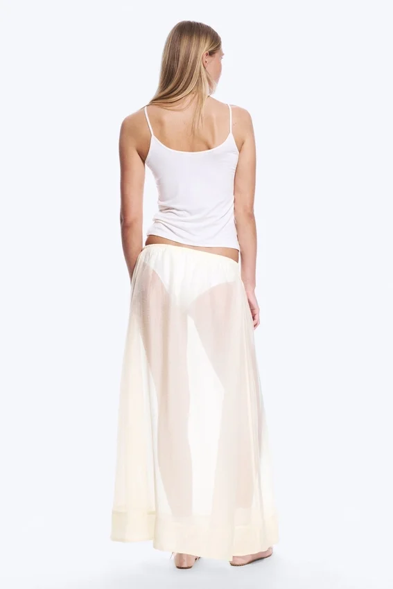 Low Rise Lyocell Maxi Skirt – Transparent Off-White Low Rise Lyocell Maxi Skirt – Transparent Off-White