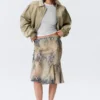Low Rise Mermaid Midi Skirt – Beige – Snakeskin-Patterned Low Rise Mermaid Midi Skirt – Beige – Snakeskin-Patterned