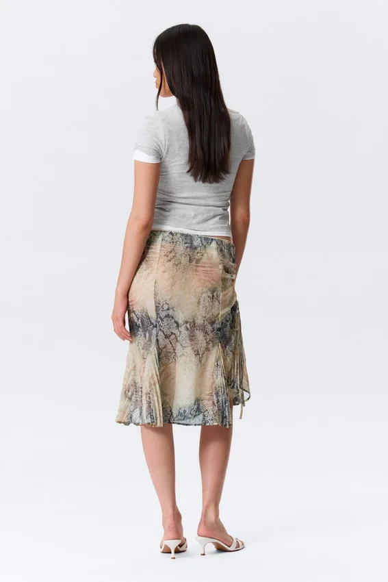 Low Rise Mermaid Midi Skirt – Beige – Snakeskin-Patterned Low Rise Mermaid Midi Skirt – Beige – Snakeskin-Patterned