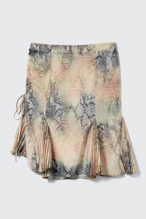 Low Rise Mermaid Midi Skirt – Beige – Snakeskin-Patterned Low Rise Mermaid Midi Skirt – Beige – Snakeskin-Patterned