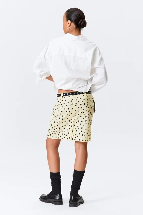 Low Rise Midi Skirt – Light Yellow – Dots Low Rise Midi Skirt – Light Yellow – Dots