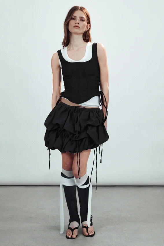 Low Rise Mini Cloud Skirt – Off-Black Low Rise Mini Cloud Skirt – Off-Black