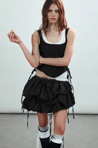Low Rise Mini Cloud Skirt – Off-Black Low Rise Mini Cloud Skirt – Off-Black