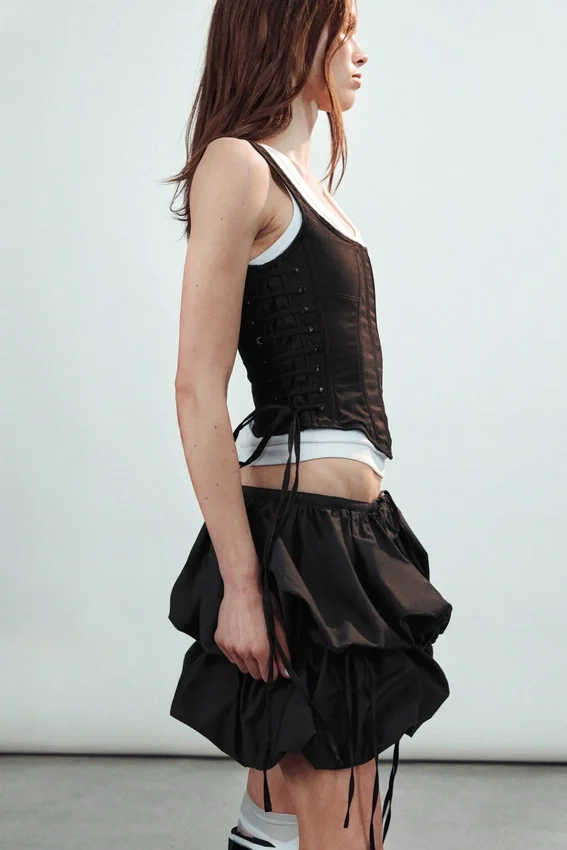 Low Rise Mini Cloud Skirt – Off-Black Low Rise Mini Cloud Skirt – Off-Black