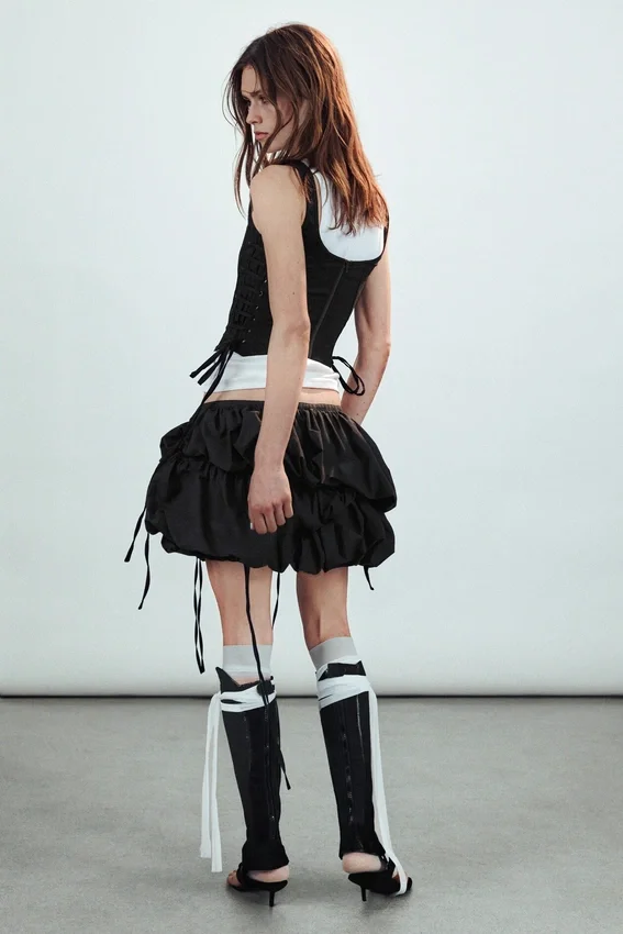 Low Rise Mini Cloud Skirt – Off-Black Low Rise Mini Cloud Skirt – Off-Black
