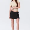 Low Rise Pleated Mini Wrap Skirt – Black Low Rise Pleated Mini Wrap Skirt – Black