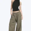 Low Rise Pull-On Ripstop Trousers – Dusty Green Khaki Low Rise Pull-On Ripstop Trousers – Dusty Green Khaki