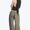Low Rise Pull-On Ripstop Trousers – Dusty Green Khaki Low Rise Pull-On Ripstop Trousers – Dusty Green Khaki