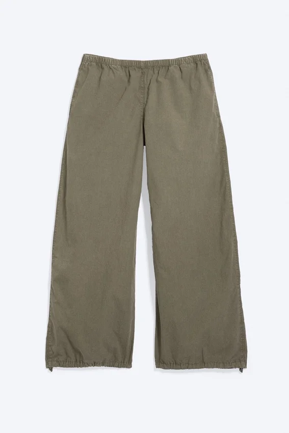 Low Rise Pull-On Ripstop Trousers – Dusty Green Khaki Low Rise Pull-On Ripstop Trousers – Dusty Green Khaki