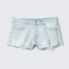 Low Rise Raw Hem Mini Denim Shorts – Fluid Blue – Light Blue Low Rise Raw Hem Mini Denim Shorts – Fluid Blue – Light Blue