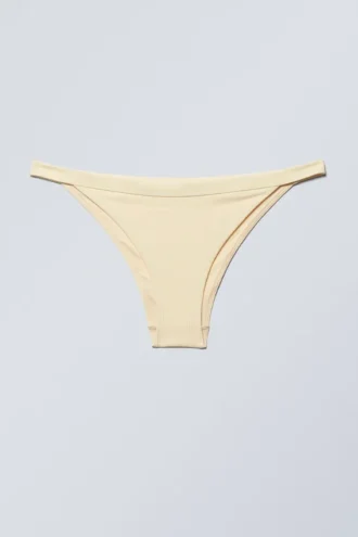 Low Rise Ribbed Brazilian Bikini Bottoms – Light Yellow