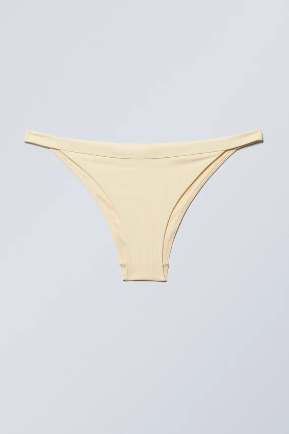 Low Rise Ribbed Brazilian Bikini Bottoms – Light Yellow Low Rise Ribbed Brazilian Bikini Bottoms – Light Yellow