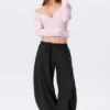 Low Rise Ruched Drawstring Trousers – Black Low Rise Ruched Drawstring Trousers – Black