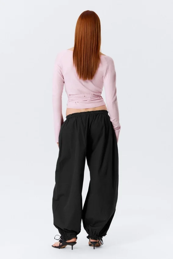 Low Rise Ruched Drawstring Trousers – Black Low Rise Ruched Drawstring Trousers – Black