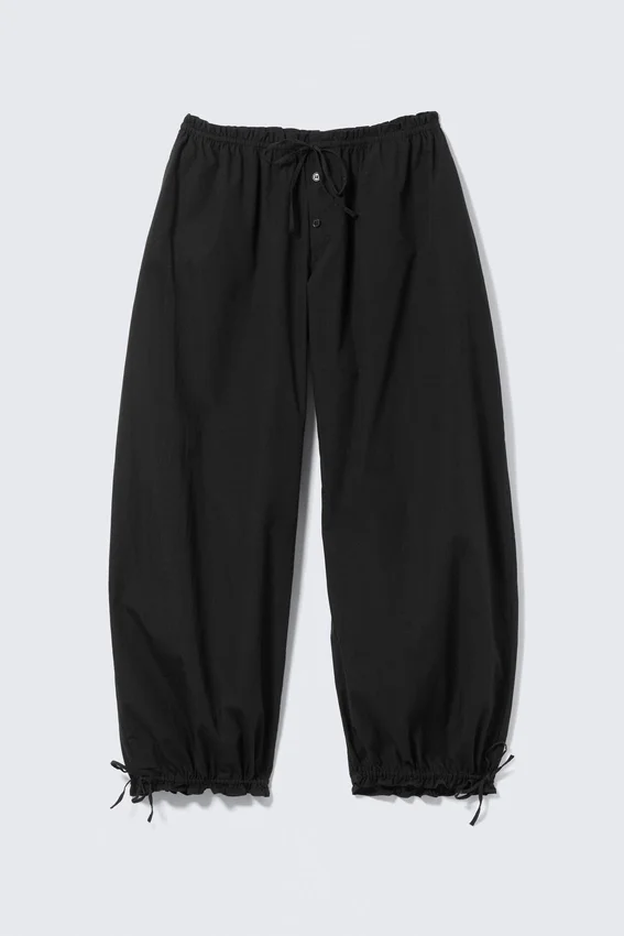 Low Rise Ruched Drawstring Trousers – Black Low Rise Ruched Drawstring Trousers – Black