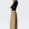 Low Rise Ruched Drawstring Trousers – Light Khaki Green Low Rise Ruched Drawstring Trousers – Light Khaki Green