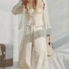 Low Rise Ruched Drawstring Trousers – Off-White Low Rise Ruched Drawstring Trousers – Off-White