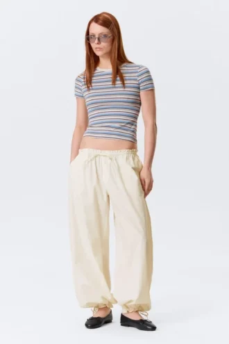Low Rise Ruched Drawstring Trousers – Off-White