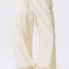 Low Rise Ruched Drawstring Trousers – Off-White Low Rise Ruched Drawstring Trousers – Off-White