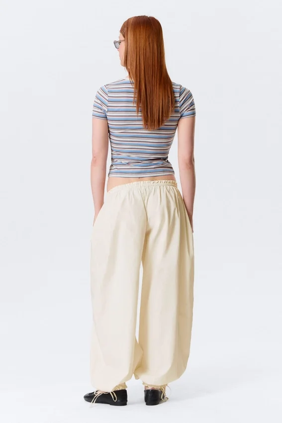 Low Rise Ruched Drawstring Trousers – Off-White Low Rise Ruched Drawstring Trousers – Off-White