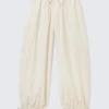 Low Rise Ruched Drawstring Trousers – Off-White Low Rise Ruched Drawstring Trousers – Off-White