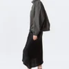 Low Rise Satin Midi Skirt – Black Low Rise Satin Midi Skirt – Black
