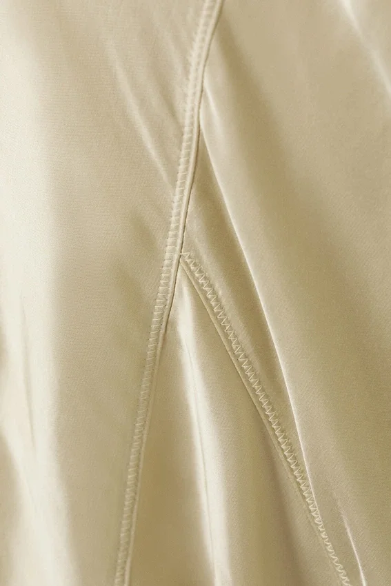 Low Rise Satin Midi Skirt – Light Dusty Beige Low Rise Satin Midi Skirt – Light Dusty Beige