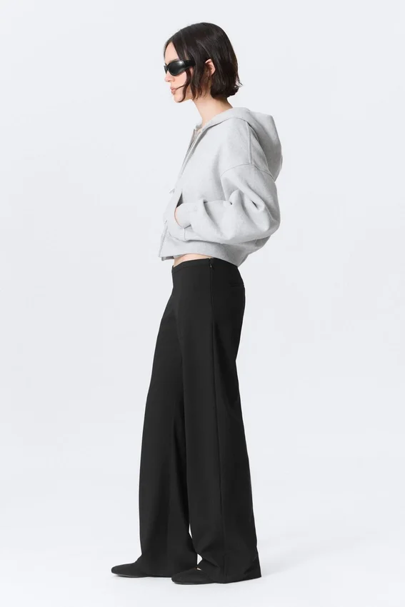 Low Rise Side-Zip Suiting Trousers – Black Low Rise Side-Zip Suiting Trousers – Black