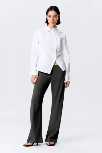 Low Rise Side-Zip Suiting Trousers – Dark Grey Melange