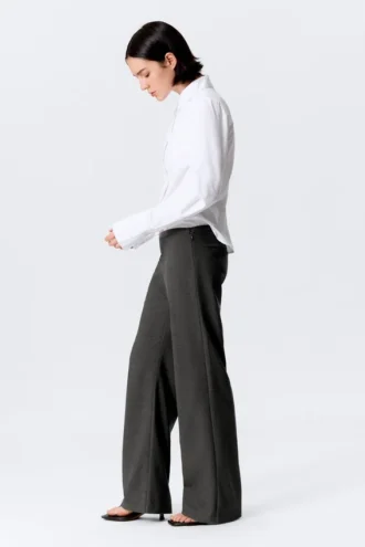 Low Rise Side-Zip Suiting Trousers – Dark Grey Melange