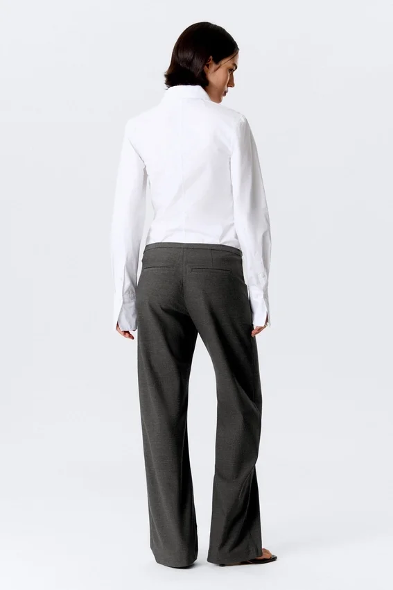 Low Rise Side-Zip Suiting Trousers – Dark Grey Melange Low Rise Side-Zip Suiting Trousers – Dark Grey Melange