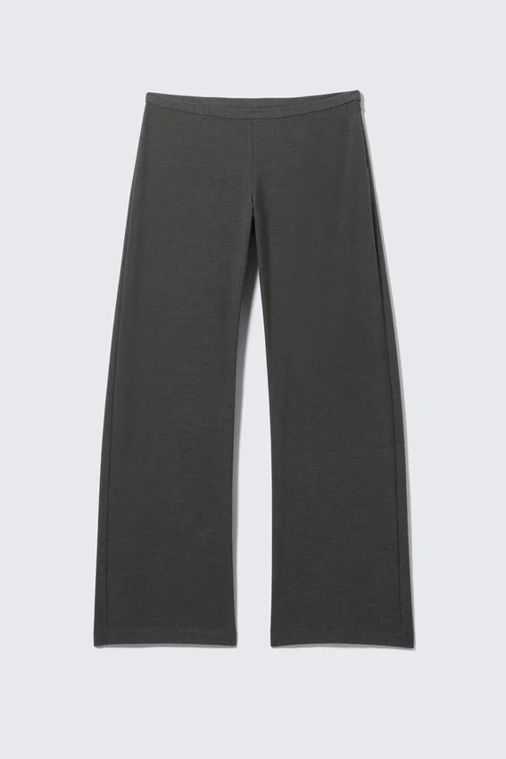 Low Rise Side-Zip Suiting Trousers – Dark Grey Melange Low Rise Side-Zip Suiting Trousers – Dark Grey Melange