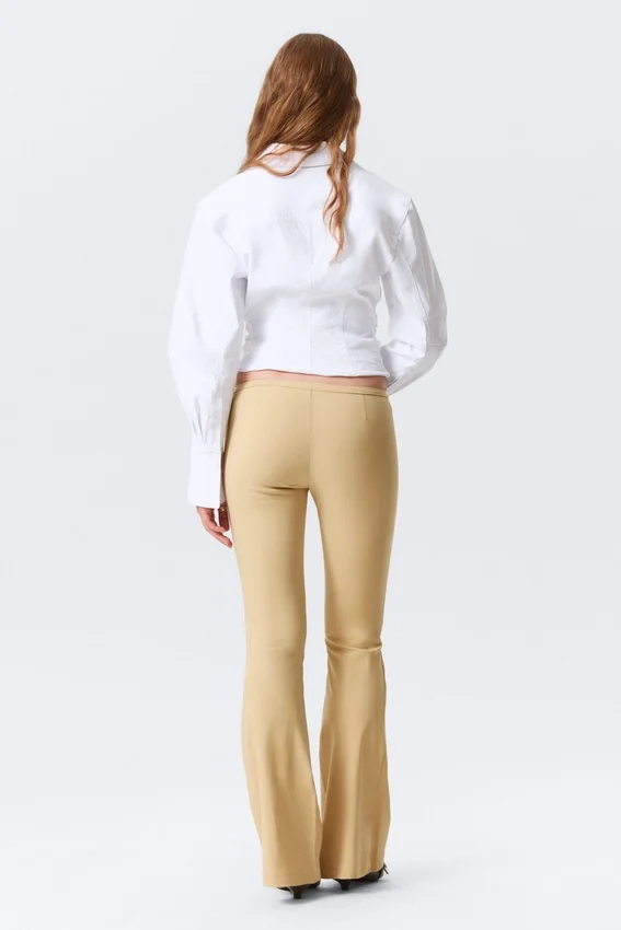 Low Rise Skinny Flared Leg Trousers – Beige Low Rise Skinny Flared Leg Trousers – Beige