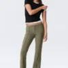 Low Rise Skinny Flared Leg Trousers – Dark Khaki Green Low Rise Skinny Flared Leg Trousers – Dark Khaki Green