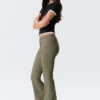 Low Rise Skinny Flared Leg Trousers – Dark Khaki Green Low Rise Skinny Flared Leg Trousers – Dark Khaki Green